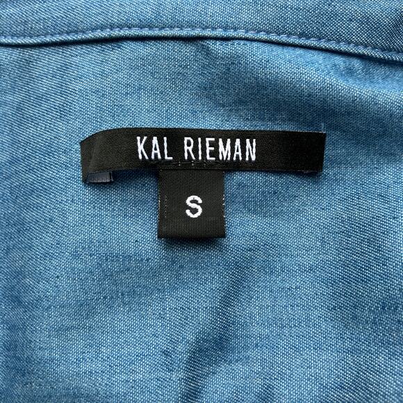 Kal Rieman Top Shirt Sz S Blue Chambray Sleeveless Button Up Western Casual - Picture 6 of 9